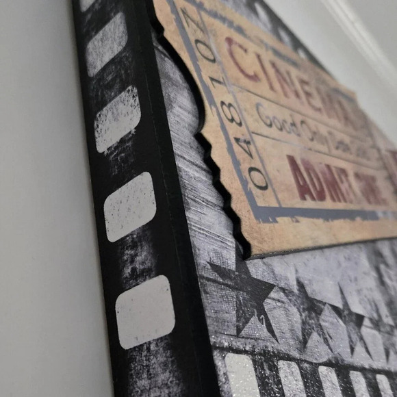 Movie Themed Canvas Wall Art (Set of 2)- Home Theater / Film Media Room- 12 x 12 - Picture 4 of 6